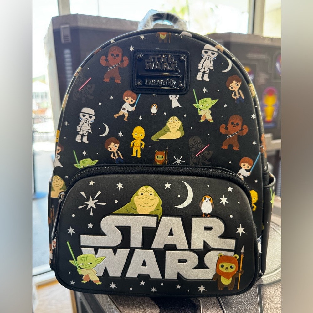 Star Wars Loungefly Mini Backpack Disney Parks Chibi Print NWT Rare